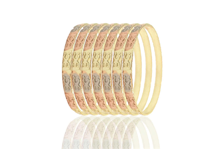 6 mm Three Tone Plated Punched Bangles